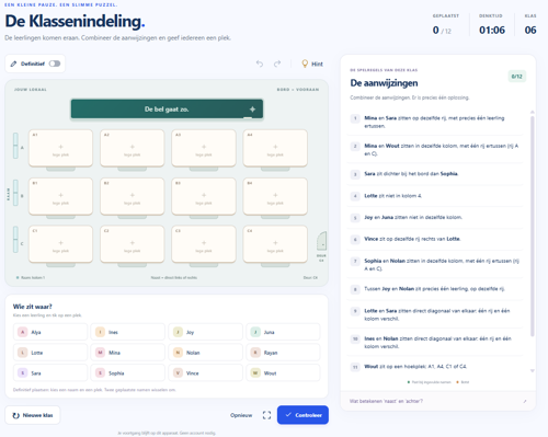 Screenshot De Klassenindeling